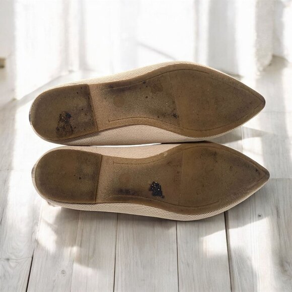 Old Navy Beige Pointed Toe Flats With Breathable Knit Design Size 9 - Picture 5 of 6